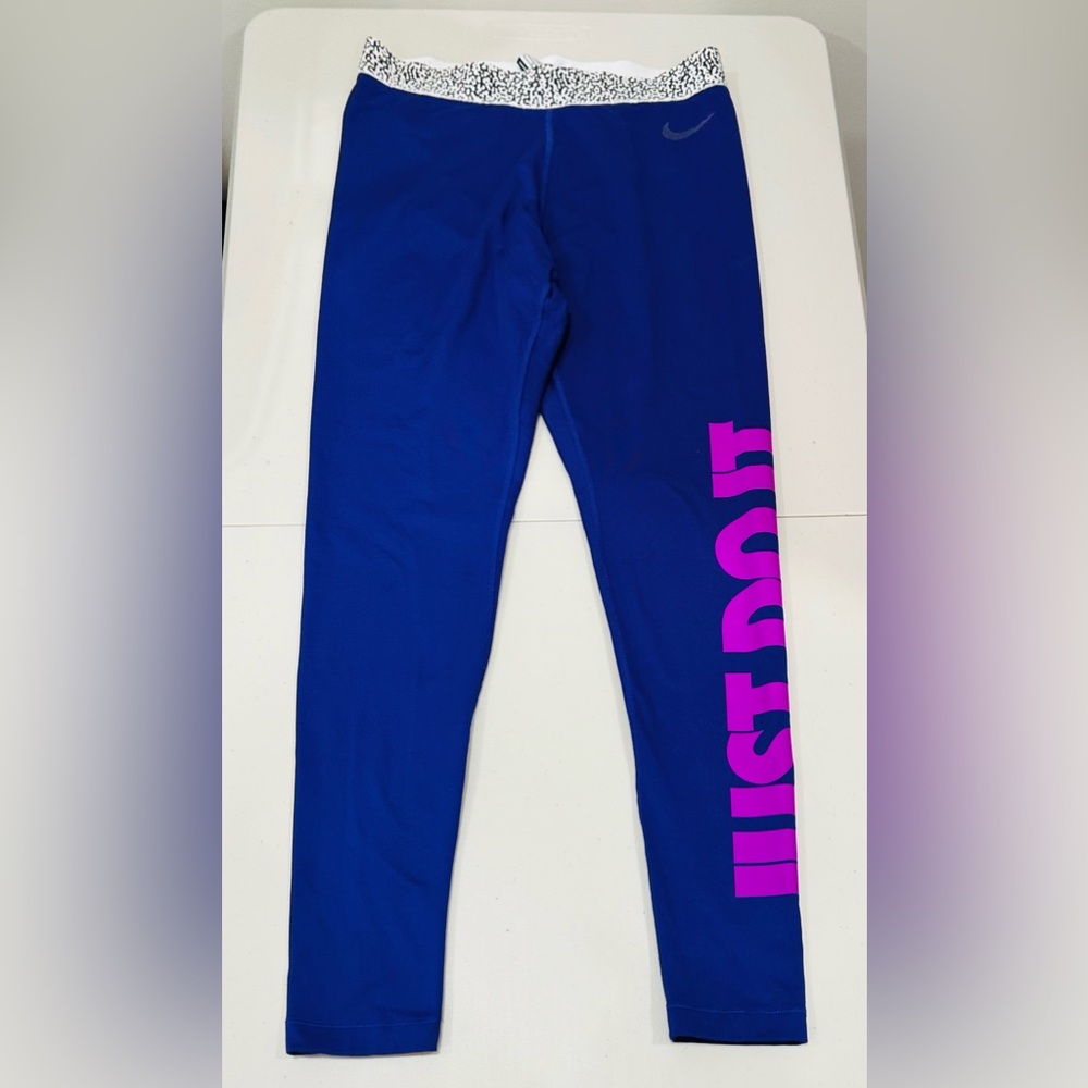Nike Pro Just Do It Spell Out Hyperwarm Leggings Womens L Athleisure Purple